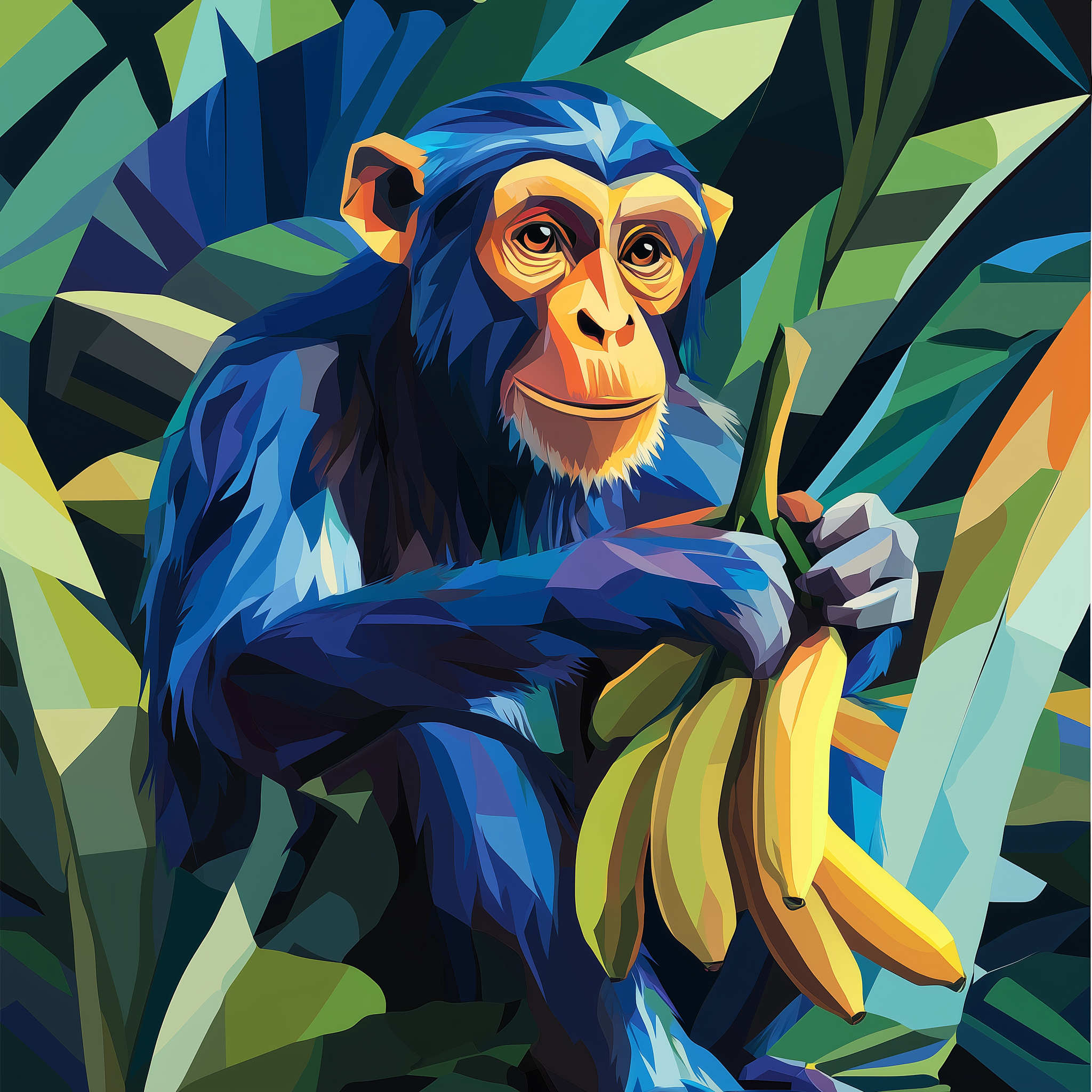 Monkey holding a banana